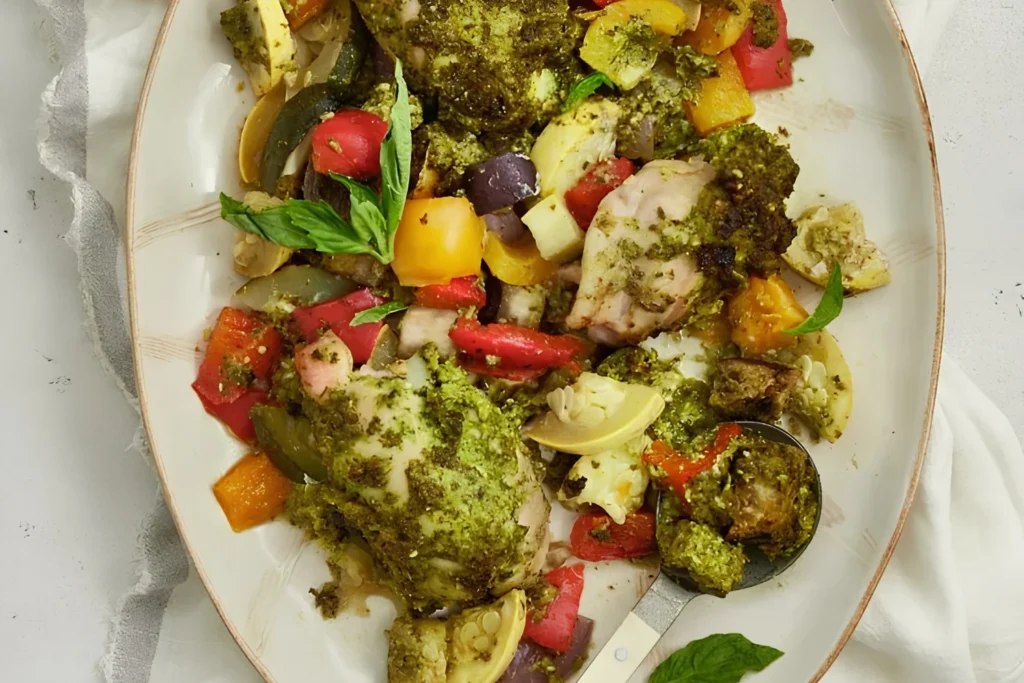Healthy Pesto Chicken With Veggies