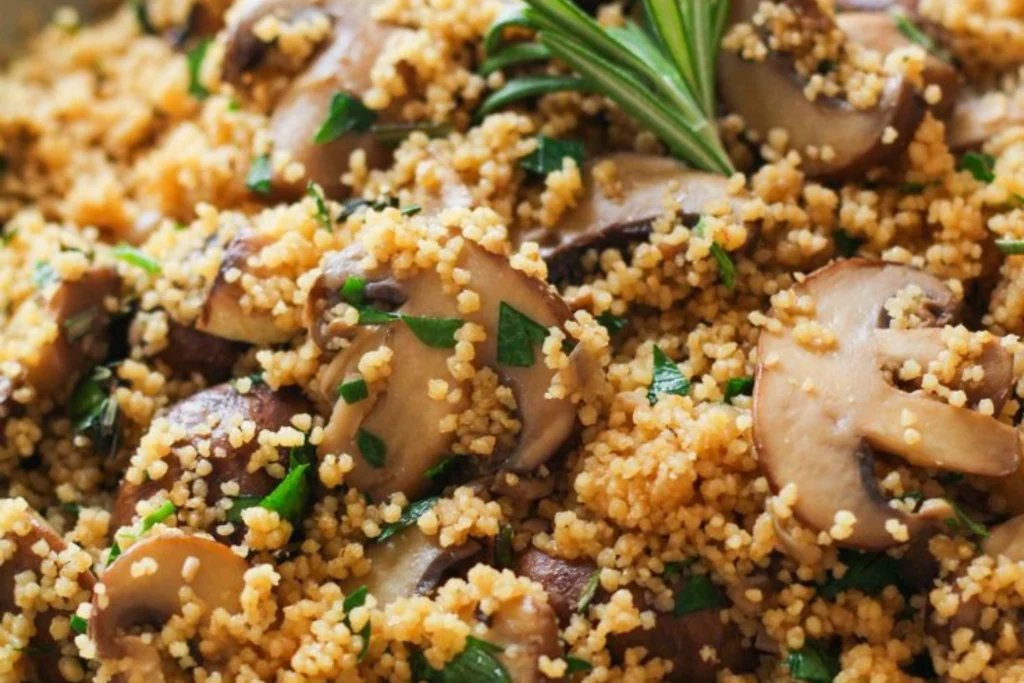 Quinoa Or Couscous With Saute Mushroom And Broccoli